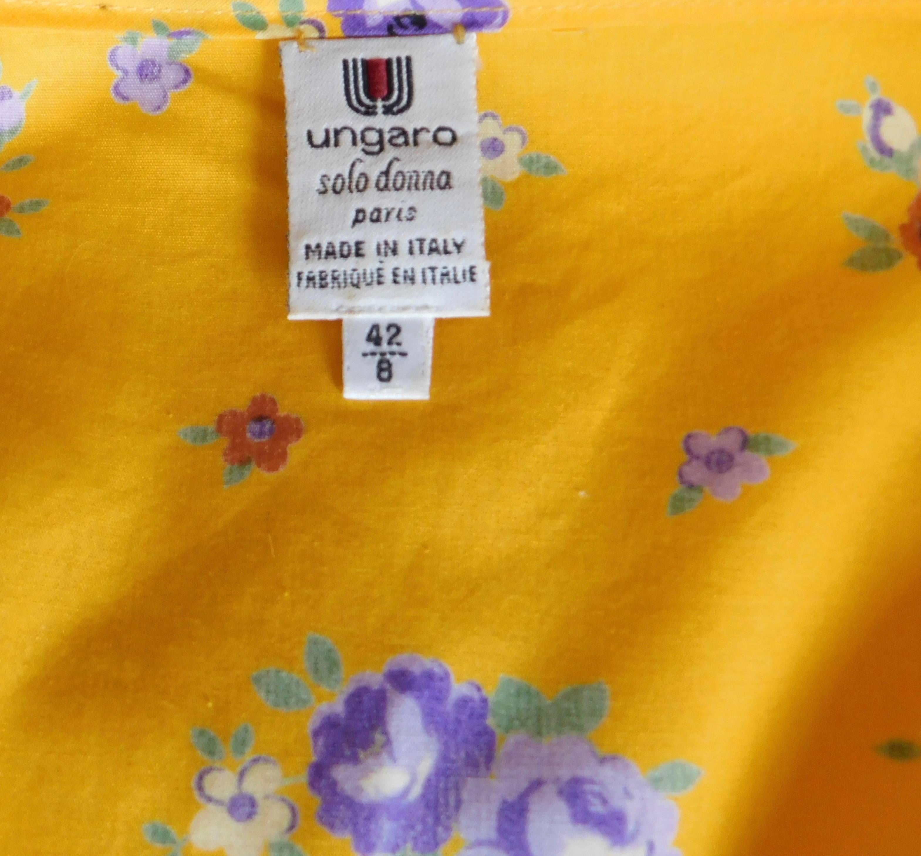  Ungaro  Yello Floral Print Peplum Waist Skirt and Top Ensemble  3