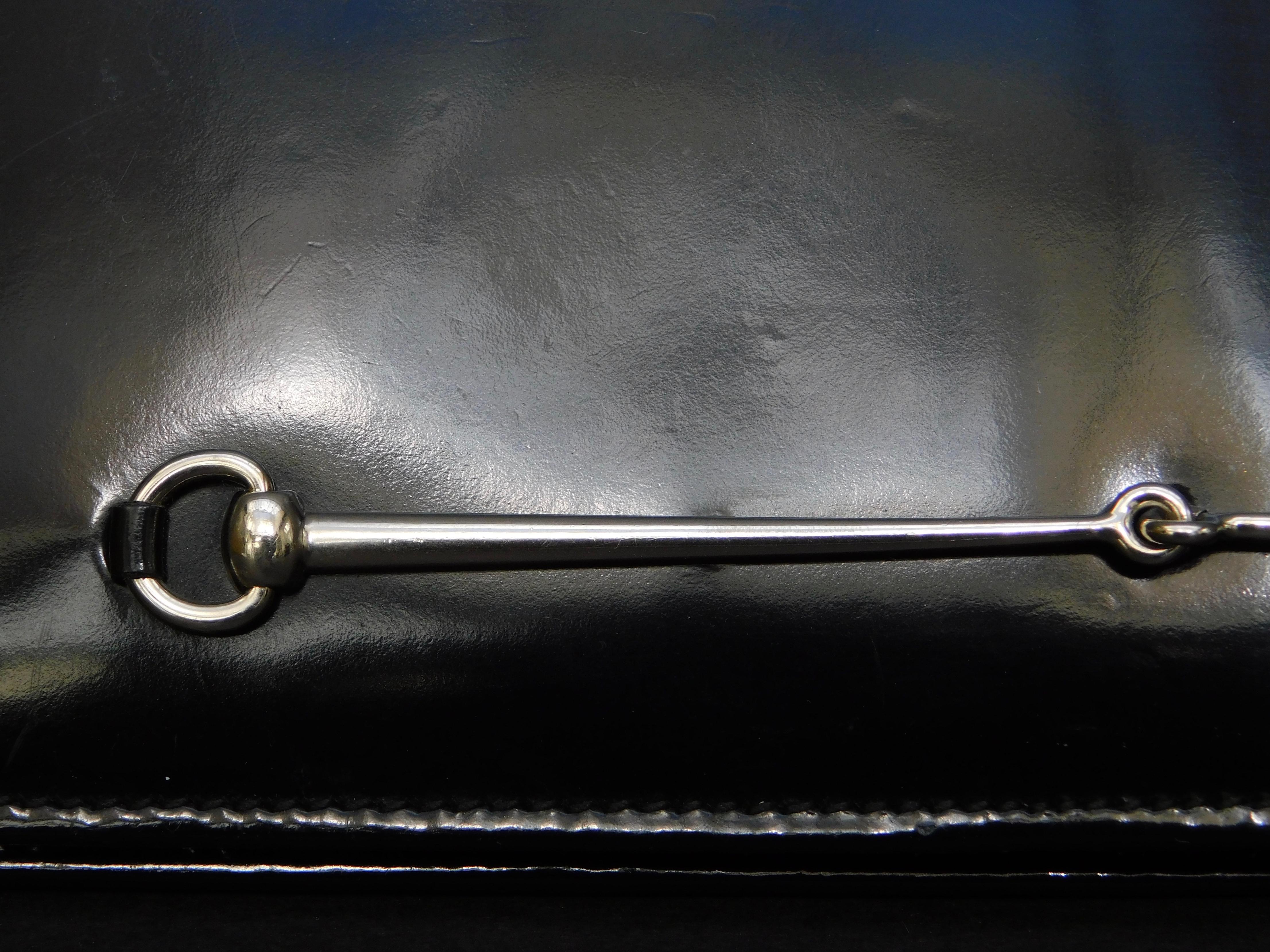 Vintage Gucci Black Leather Wallet With Silver Horse Bit In Good Condition In Antwerp, BE