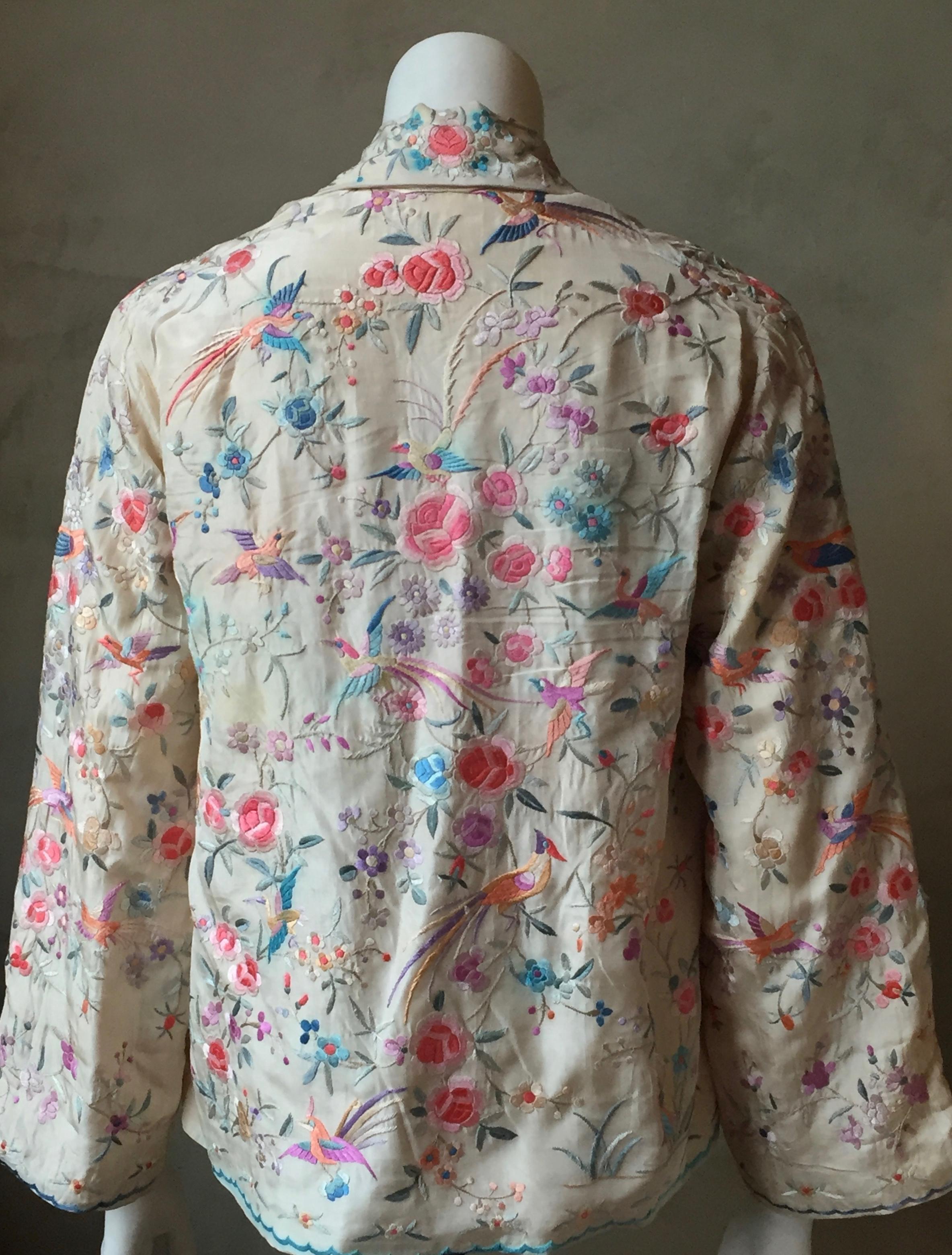 Women's Antique Cantonese Chinese Hand Embroidered Silk Jacket