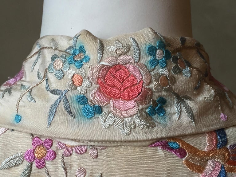 Antique Cantonese Chinese Hand Embroidered Silk Jacket at 1stDibs