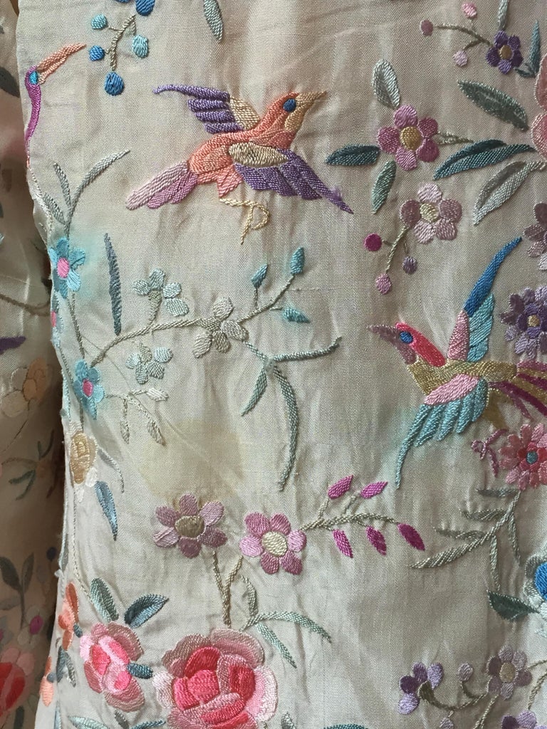 Antique Cantonese Chinese Hand Embroidered Silk Jacket at 1stDibs