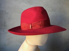 Red Borsalino Alessandria Felt Fedora Hat