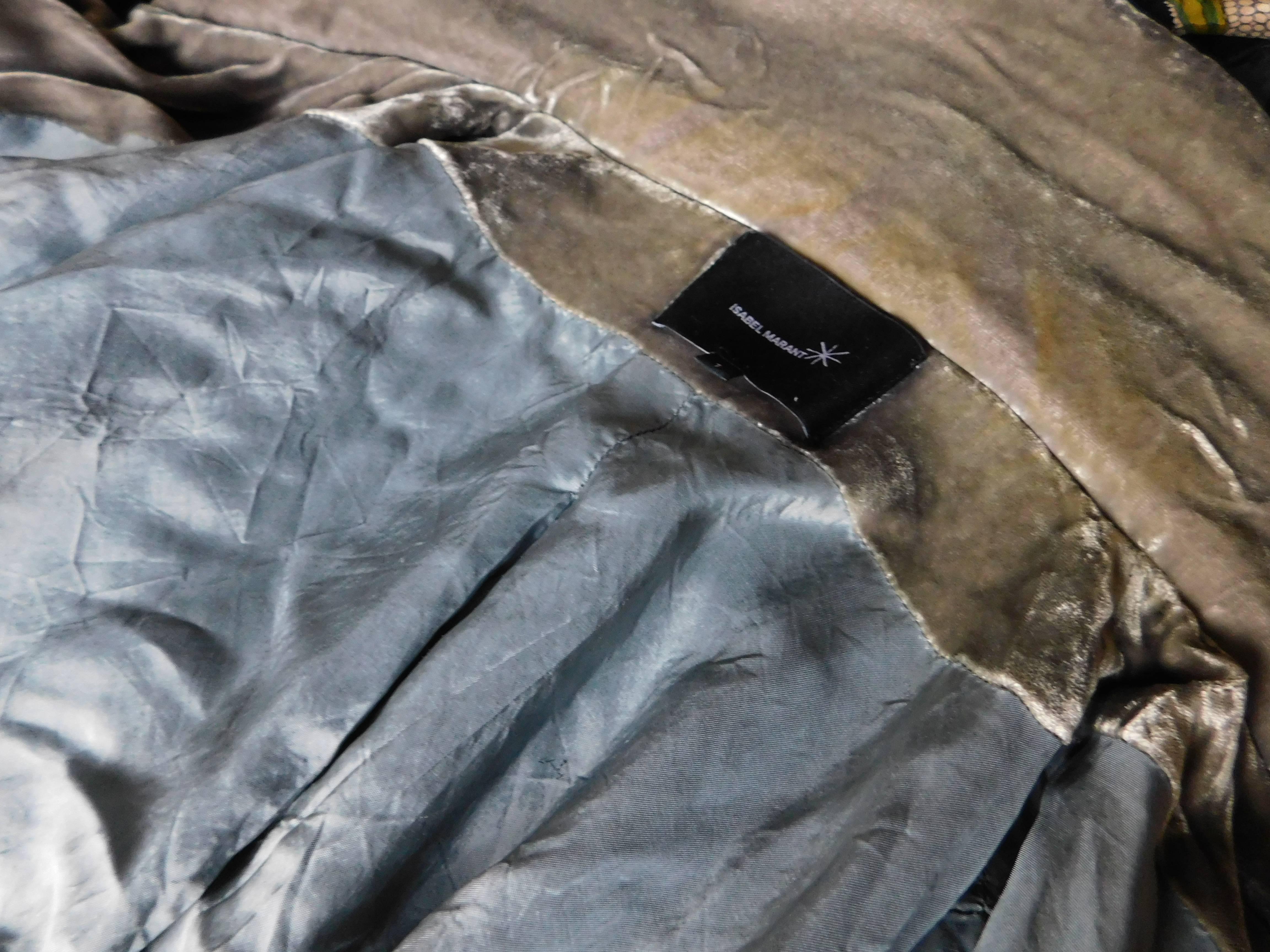 Isabel Marant Gray Silk Velvet Jacket with Padded Collar 3