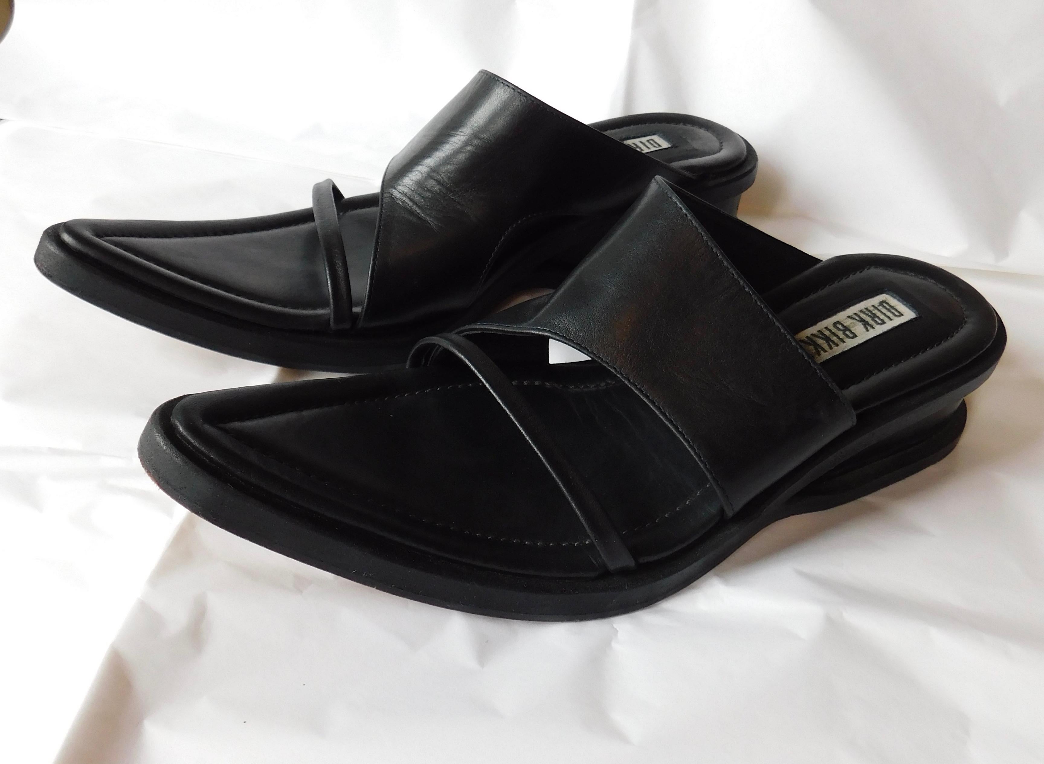 Soft black leather sandals by the Belgian 