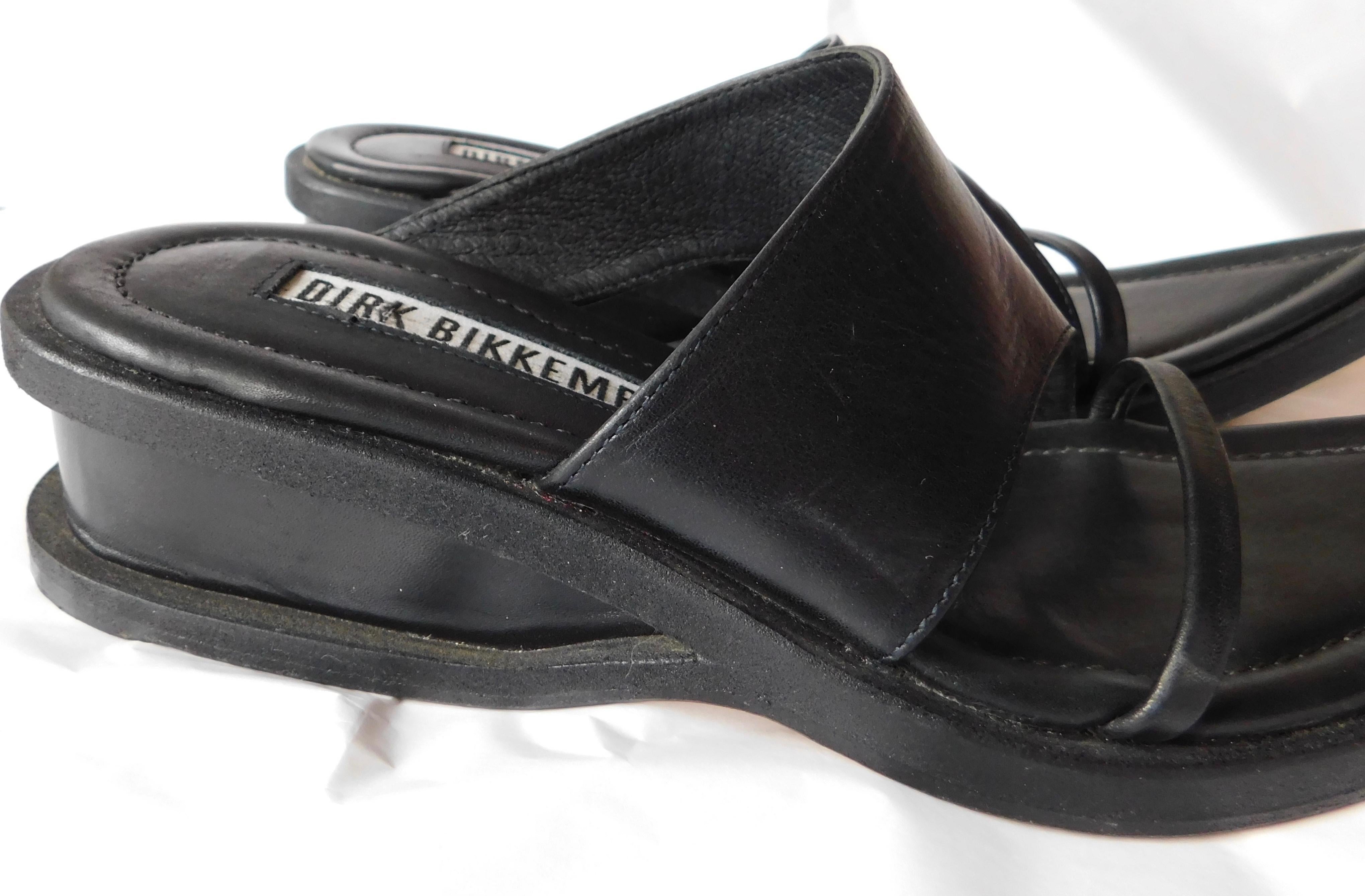 Women's Dirk Bikkembergs Black Leather Pointy Toe Sandals 