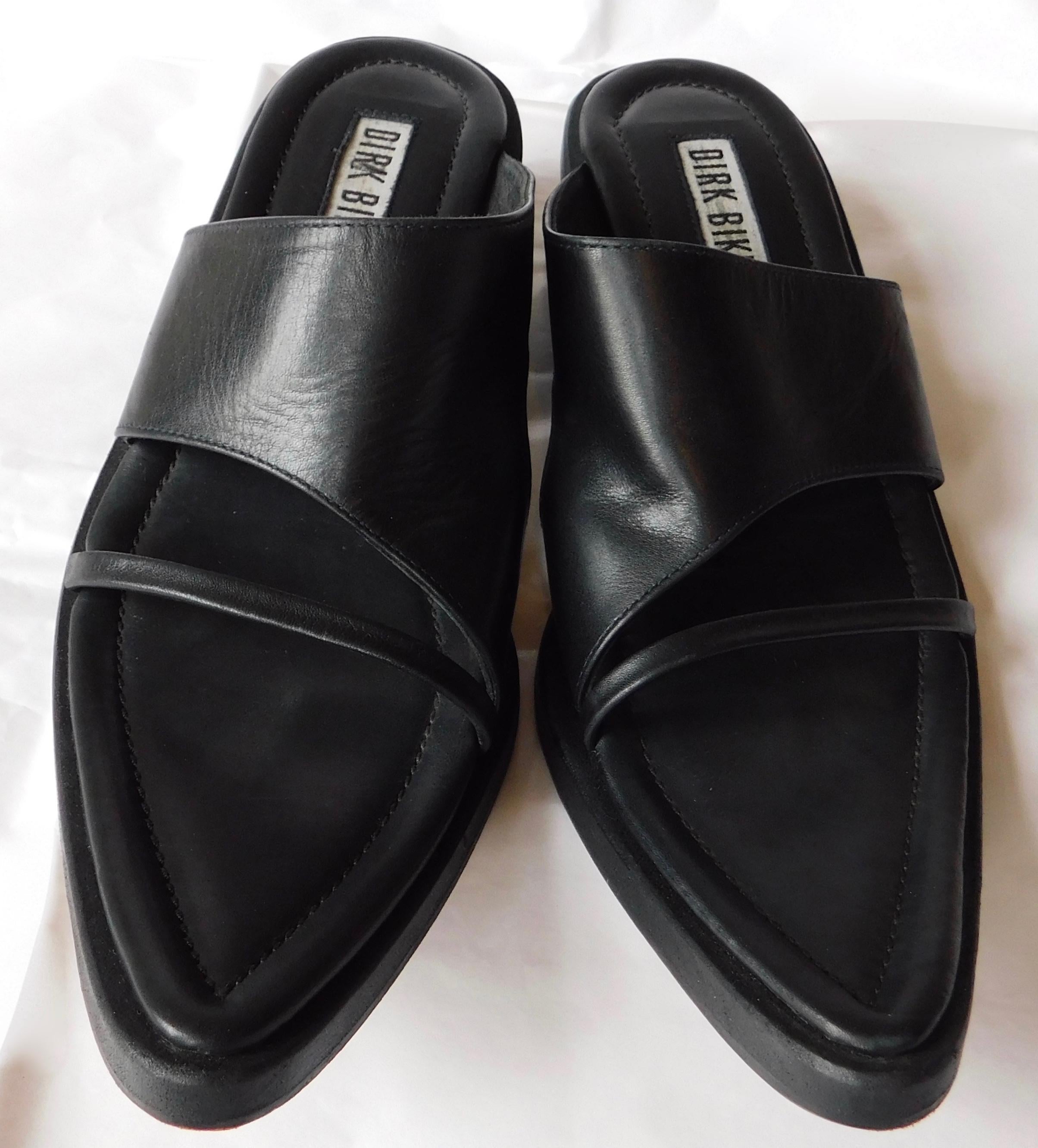 Dirk Bikkembergs Black Leather Pointy Toe Sandals  1