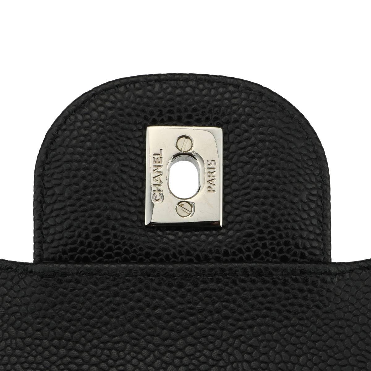 Chanel Classic Black Caviar Jumbo Double Flap Bag with Silver Hardware, 2010 7