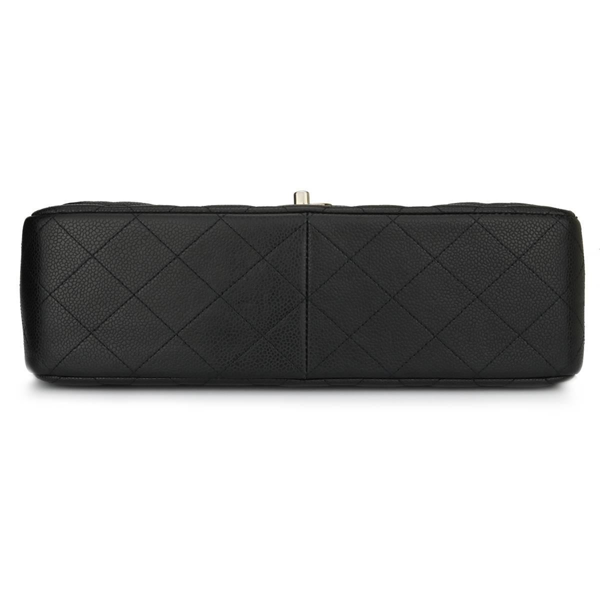 Women's or Men's Chanel Classic Black Caviar Jumbo Double Flap Bag with Silver Hardware, 2010