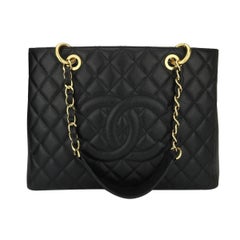 CHANEL Grand Shopping Tote (GST) Black Caviar with Gold Hardware 2014