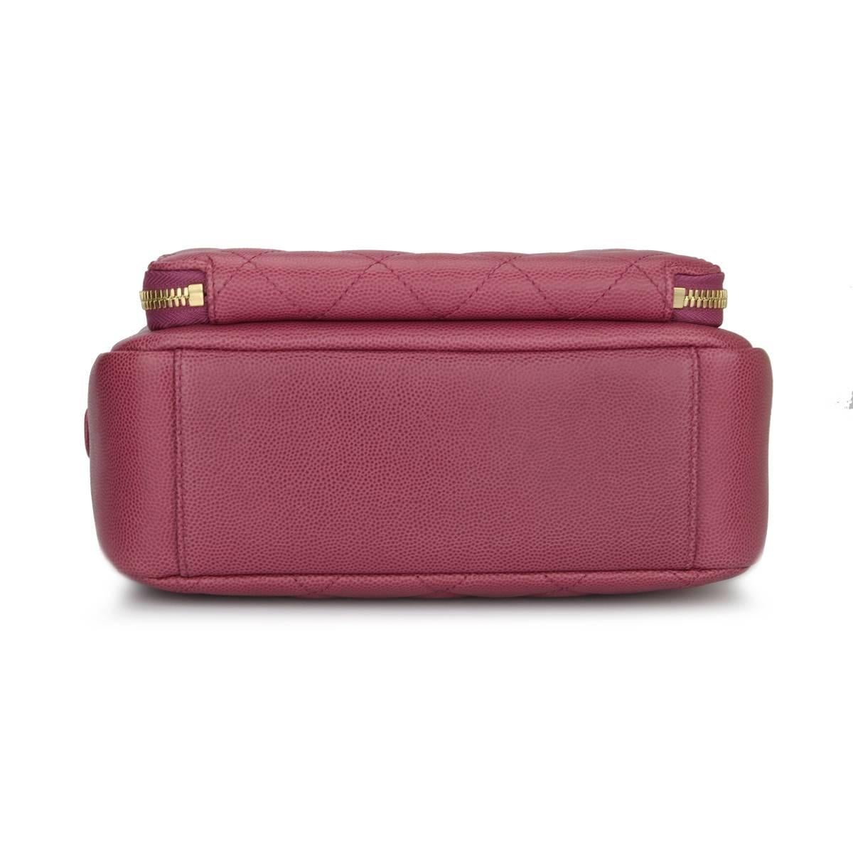 Brown CHANEL Business Affinity Camera Case Pink Caviar with Gold Hardware 2016