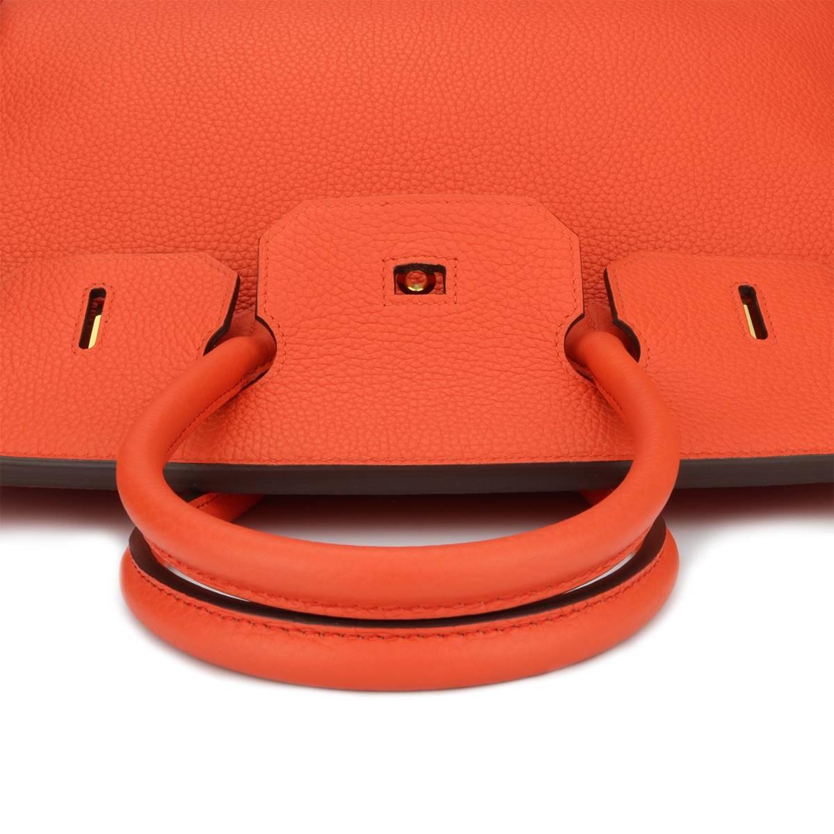 Hermès 35cm Orange Togo Leather with Gold Hardware Stamp T Year 2015 Birkin Bag 6