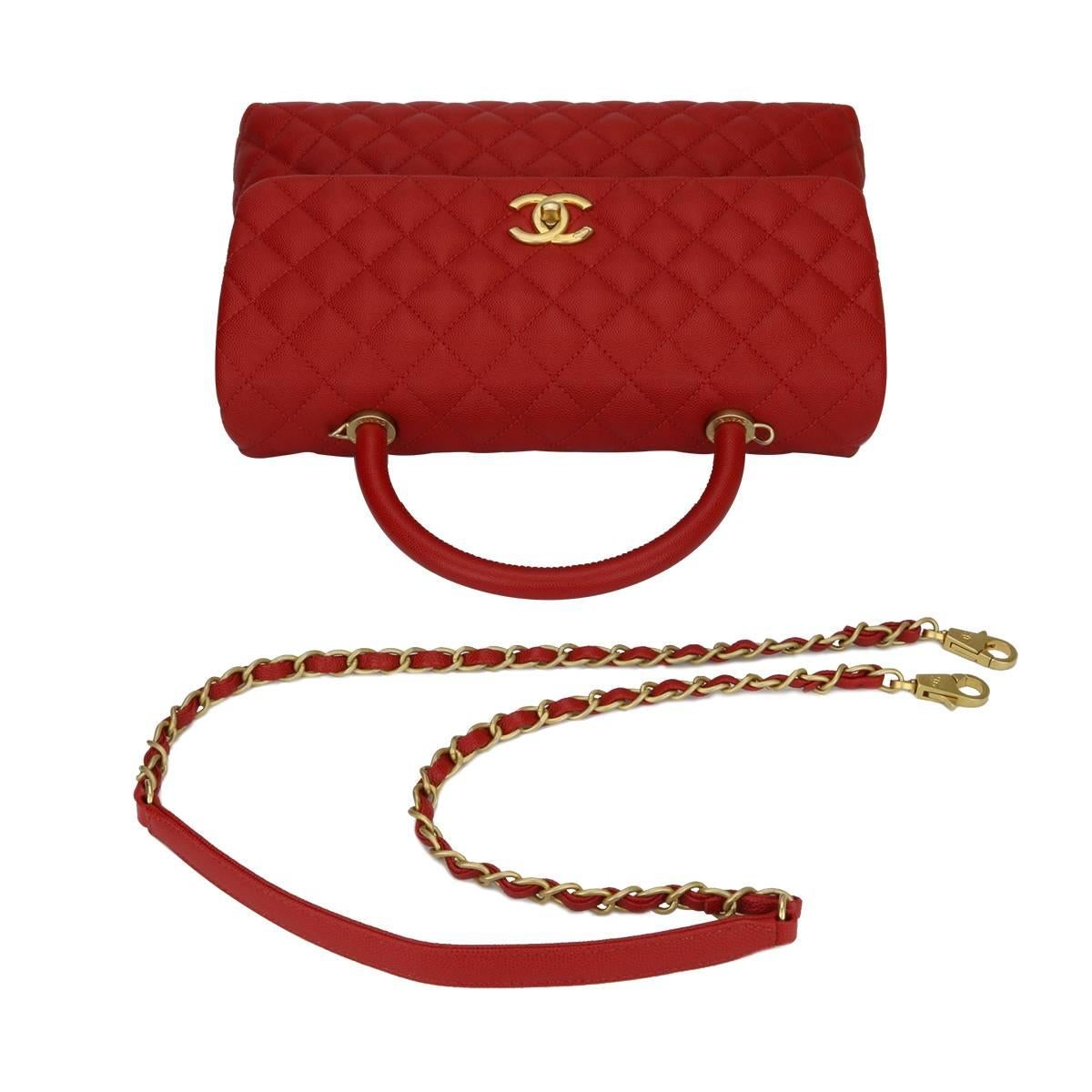 Chanel Coco Handle Large Red Caviar bag with Brushed Gold Hardware, 2018 4