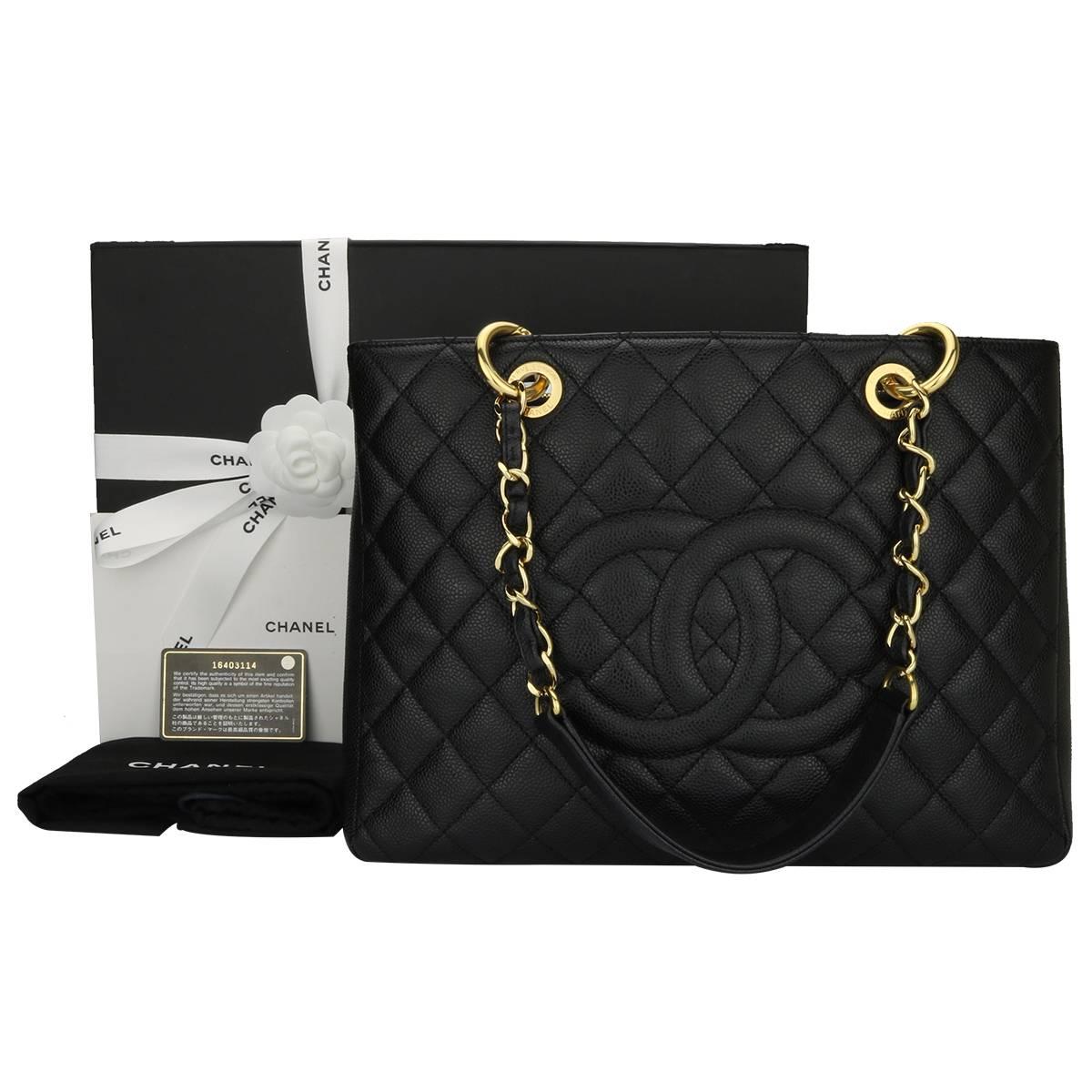 CHANEL Grand Shopping Tote (GST) Black Caviar with Gold Hardware 2012 13