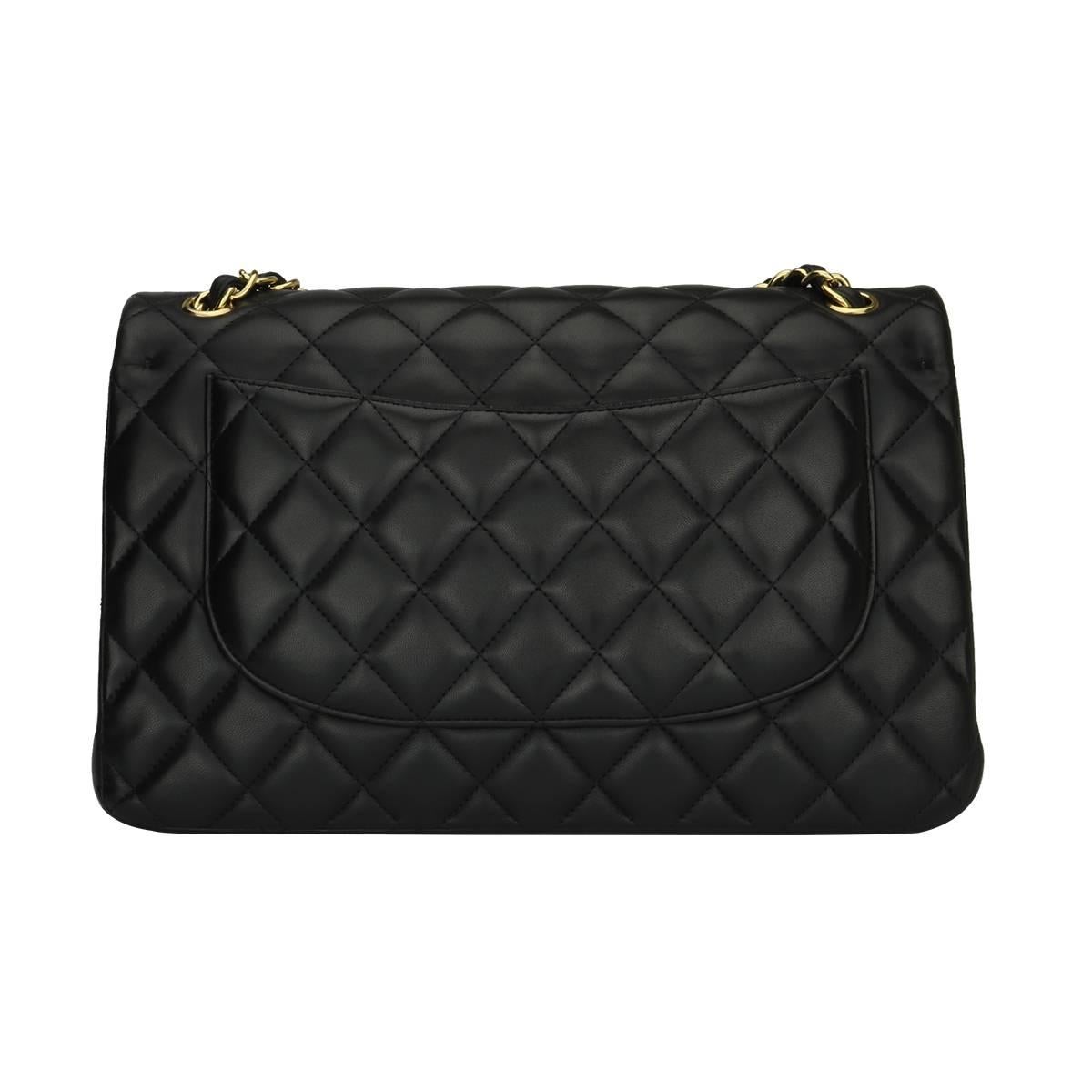 CHANEL Classic Jumbo Double Flap Black Lambskin with Gold Hardware 2013 In Excellent Condition In Huddersfield, GB