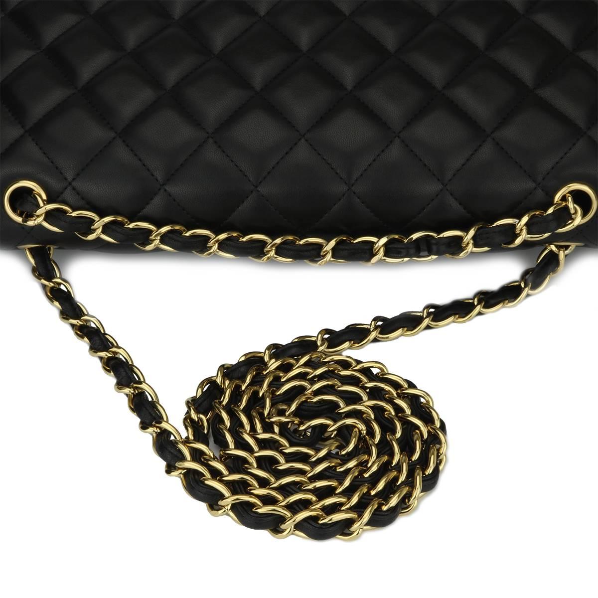 CHANEL Classic Jumbo Double Flap Black Lambskin with Gold Hardware 2013 7