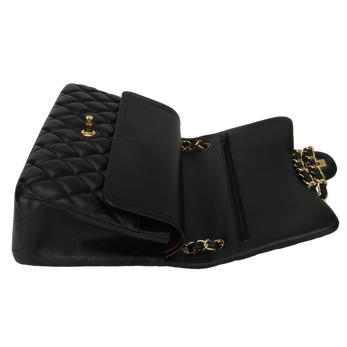 CHANEL Classic Jumbo Double Flap Black Lambskin with Gold Hardware 2013 8