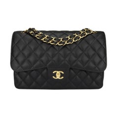  CHANEL Classic Jumbo Double Flap Black Caviar with Gold Hardware 2014