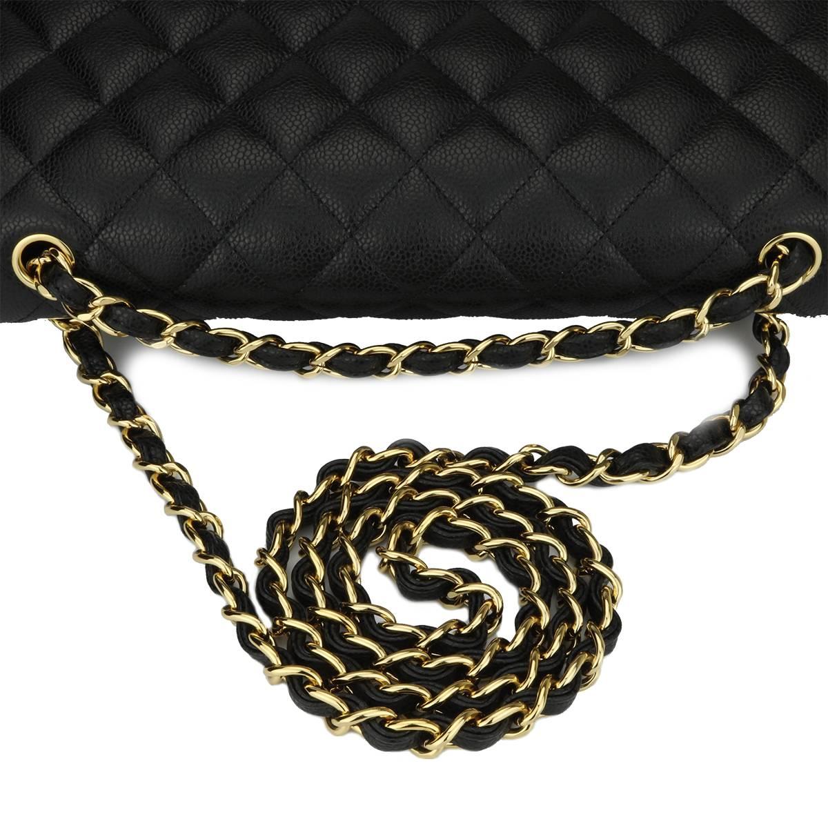  CHANEL Classic Jumbo Double Flap Black Caviar with Gold Hardware 2014 7