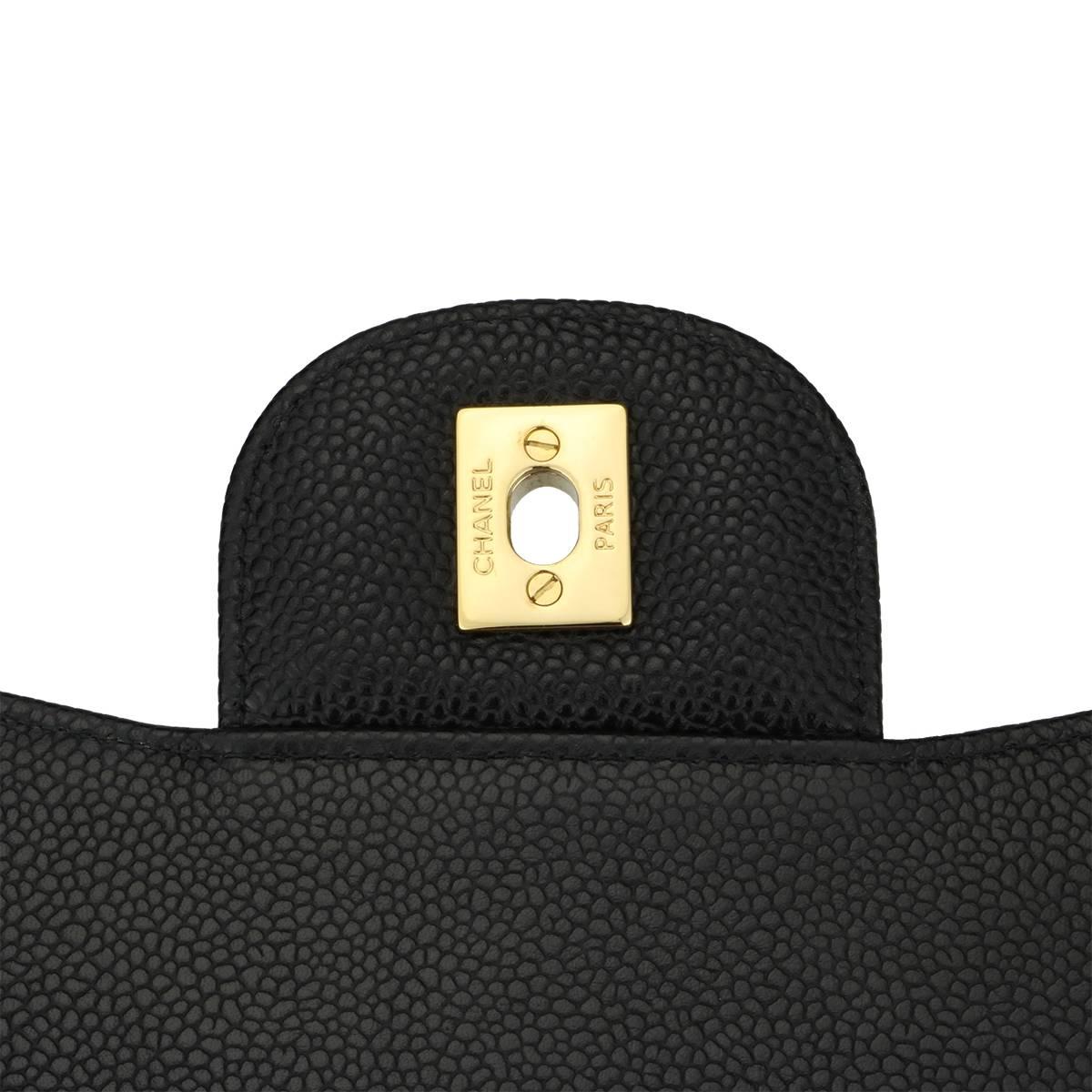  CHANEL Classic Jumbo Double Flap Black Caviar with Gold Hardware 2014 9