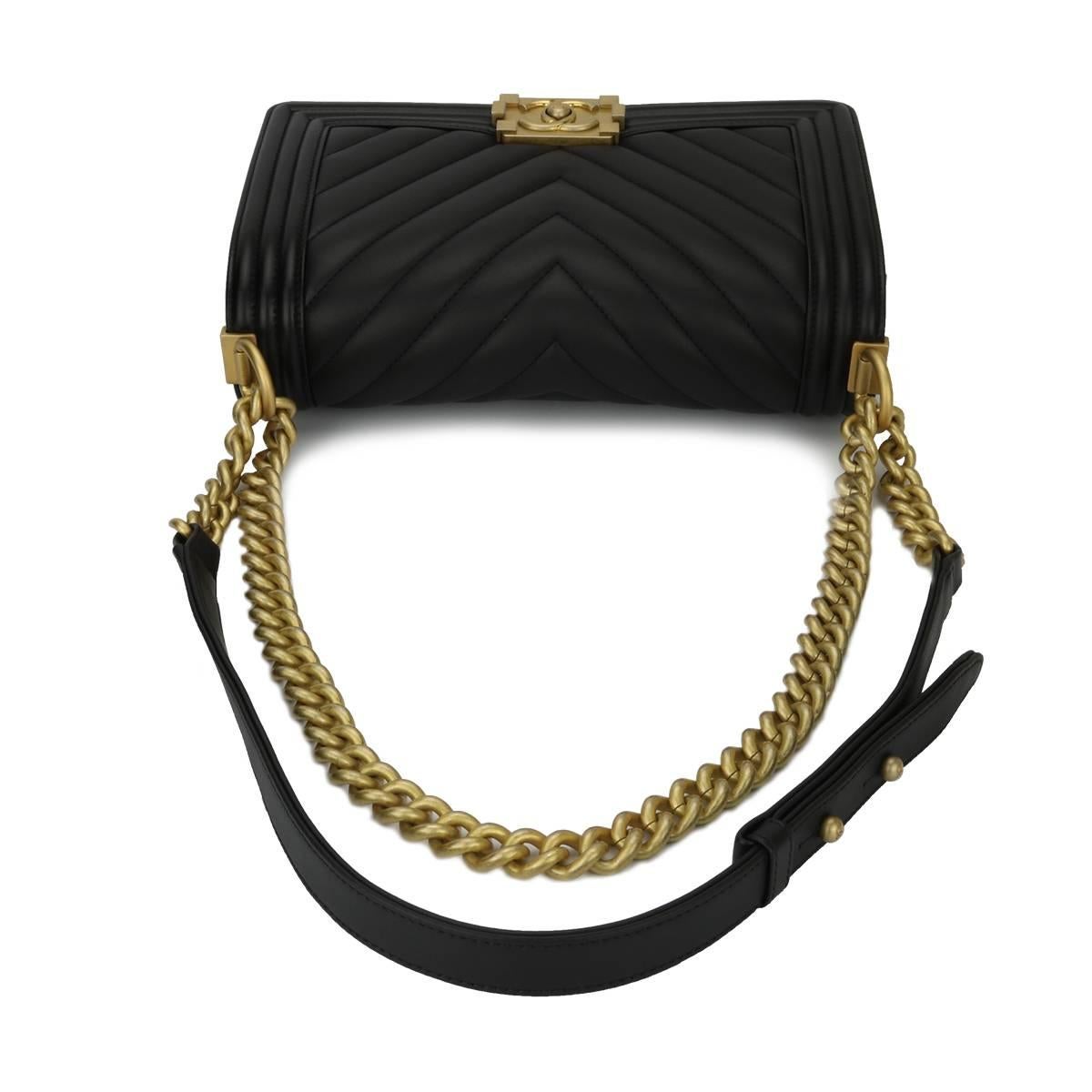Chanel Old Medium Chevron Boy Blue Calfskin with Brushed Gold Hardware 2018 2