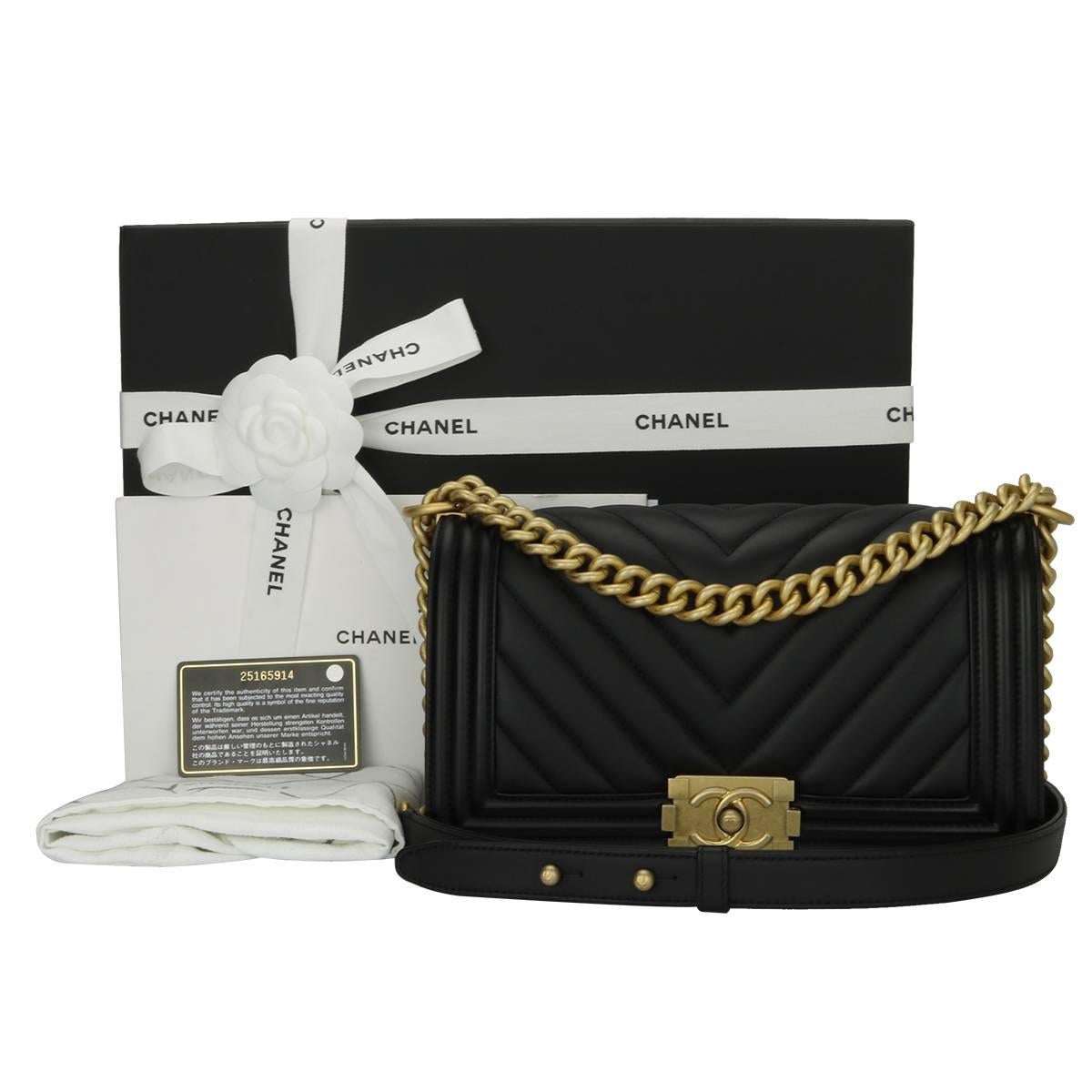 Chanel Old Medium Chevron Boy Blue Calfskin with Brushed Gold Hardware 2018 12