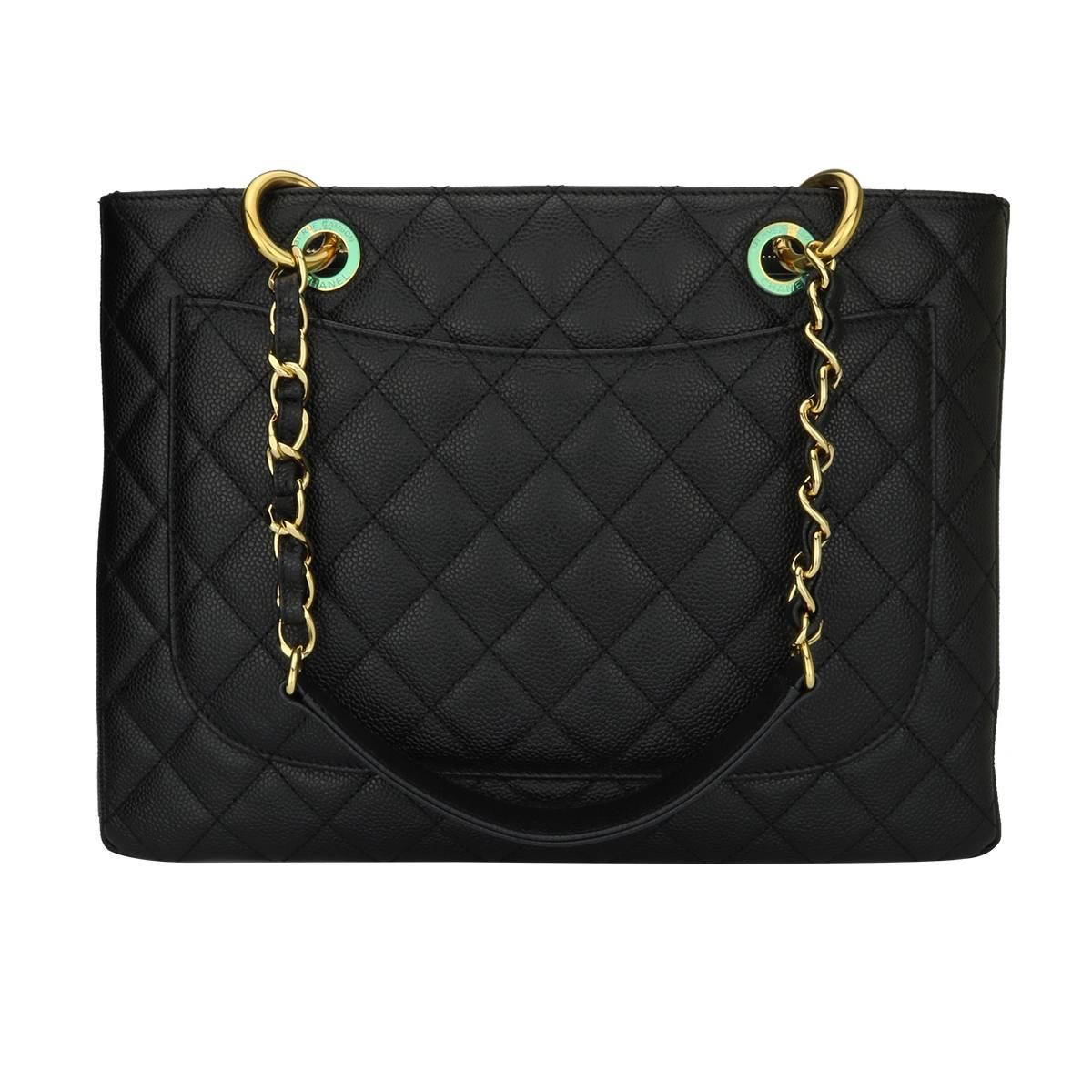 chanel gst black with gold hardware