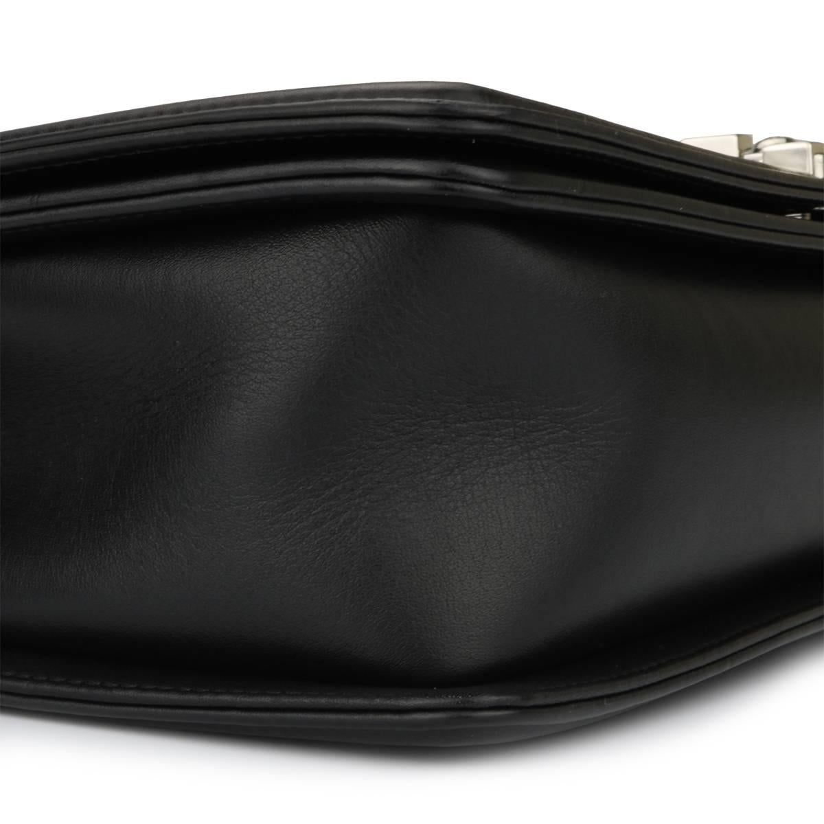 Chanel Medium Chevron Black Calfskin Boy Bag with Shiny Silver Hardware, 2016 2