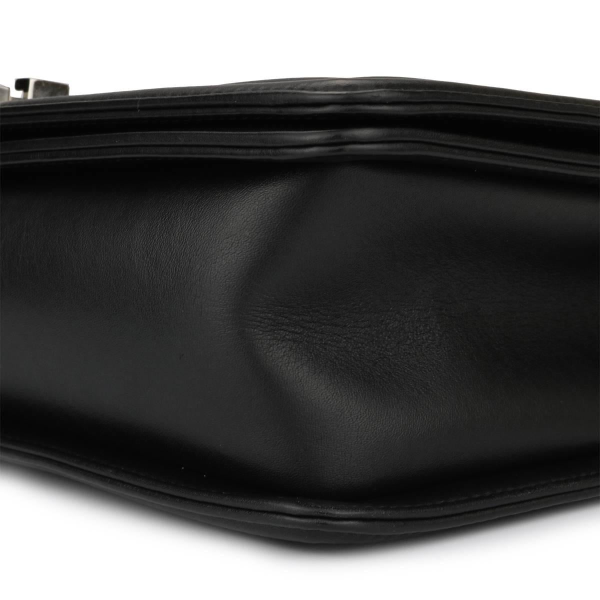 Chanel Medium Chevron Black Calfskin Boy Bag with Shiny Silver Hardware, 2016 3