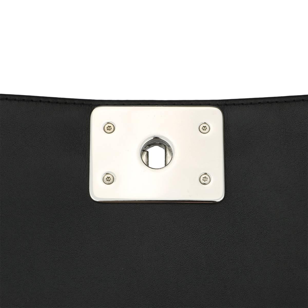 Chanel Medium Chevron Black Calfskin Boy Bag with Shiny Silver Hardware, 2016 8