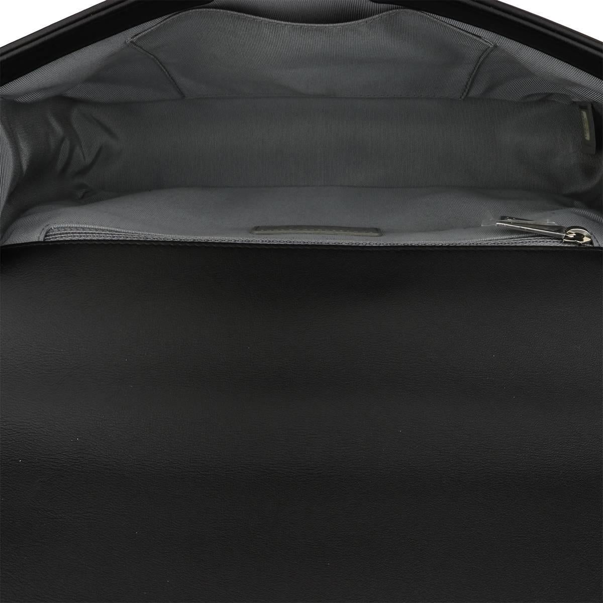 Chanel Medium Chevron Black Calfskin Boy Bag with Shiny Silver Hardware, 2016 10