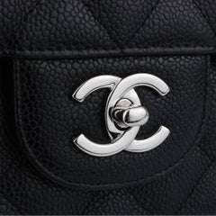 CHANEL Classic Jumbo Double Flap Black Caviar with Silver Hardware 2011