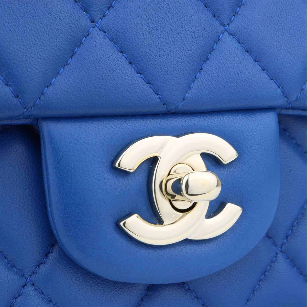 Authentic CHANEL Rectangular Mini Blue Lambskin with Light Gold Hardware 2017

This stunning bag is still in mint condition, the bag still holds the original shape and the hardware still shiny. Leather still smells fresh as if new. A truly stunning