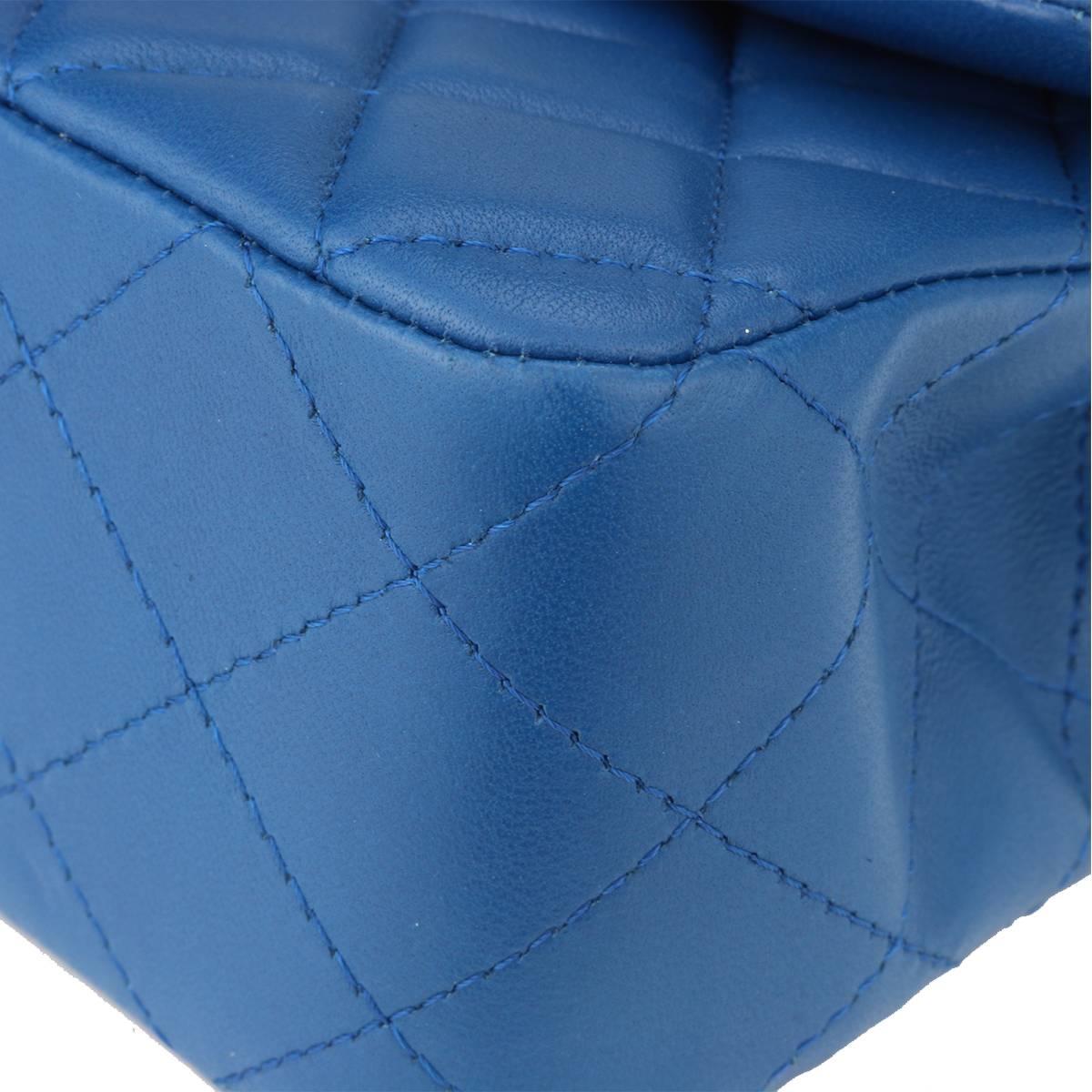 Chanel Rectangular Mini Blue Lambskin Bag with Light Gold Hardware, 2017 1