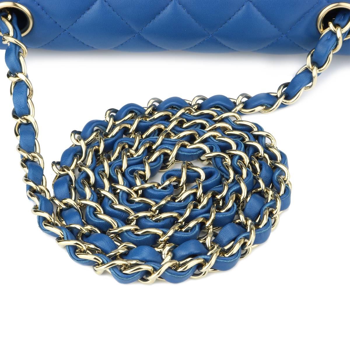 Chanel Rectangular Mini Blue Lambskin Bag with Light Gold Hardware, 2017 4
