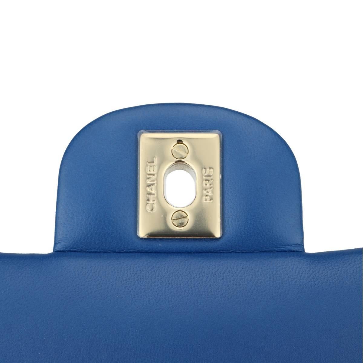 Chanel Rectangular Mini Blue Lambskin Bag with Light Gold Hardware, 2017 6