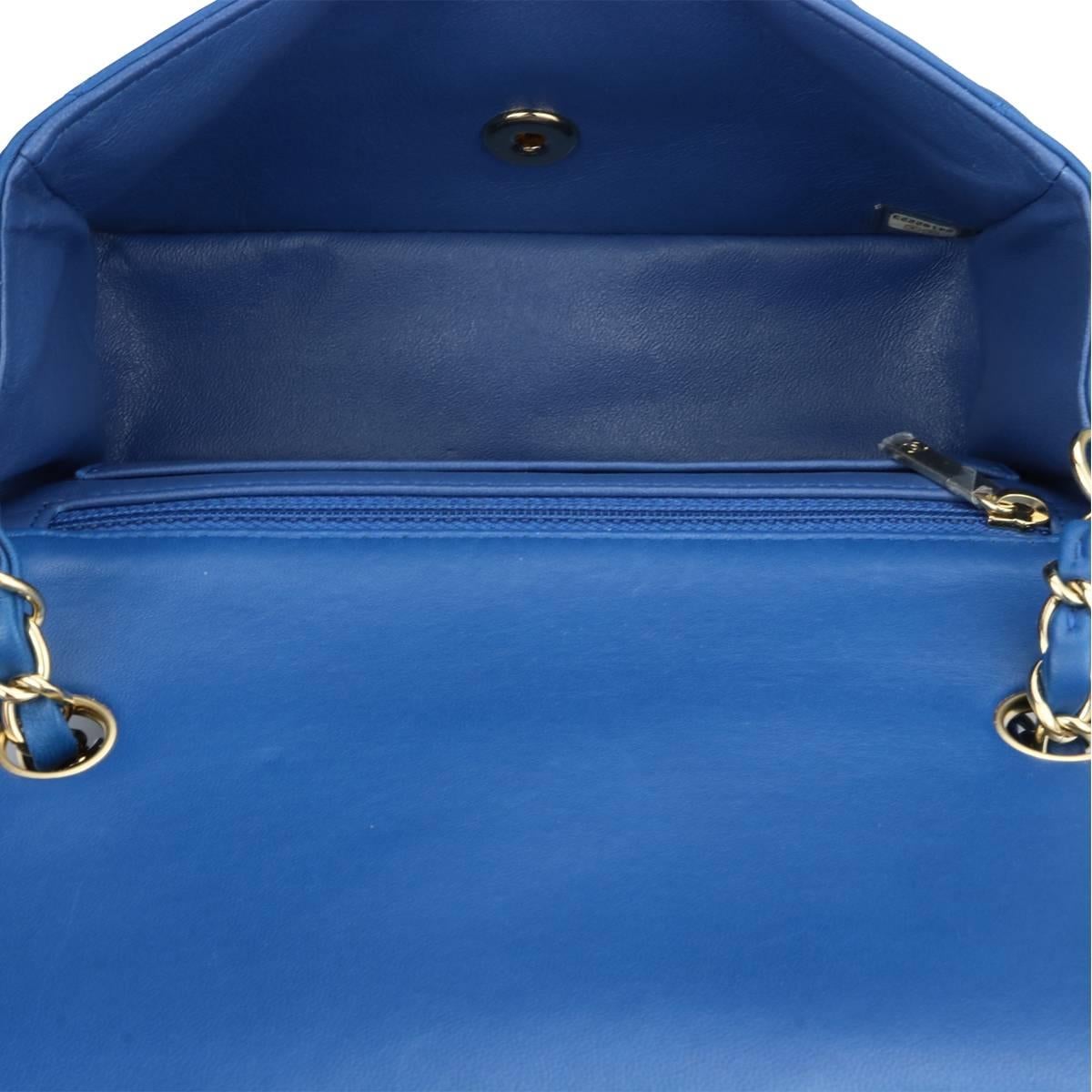 Chanel Rectangular Mini Blue Lambskin Bag with Light Gold Hardware, 2017 7