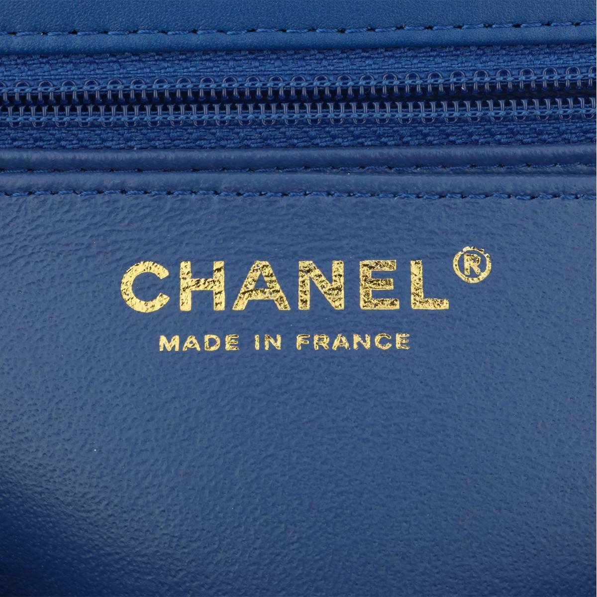 Chanel Rectangular Mini Blue Lambskin Bag with Light Gold Hardware, 2017 9