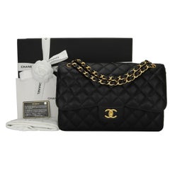 CHANEL Classic Jumbo Double Flap Black Caviar with Gold Hardware 2015