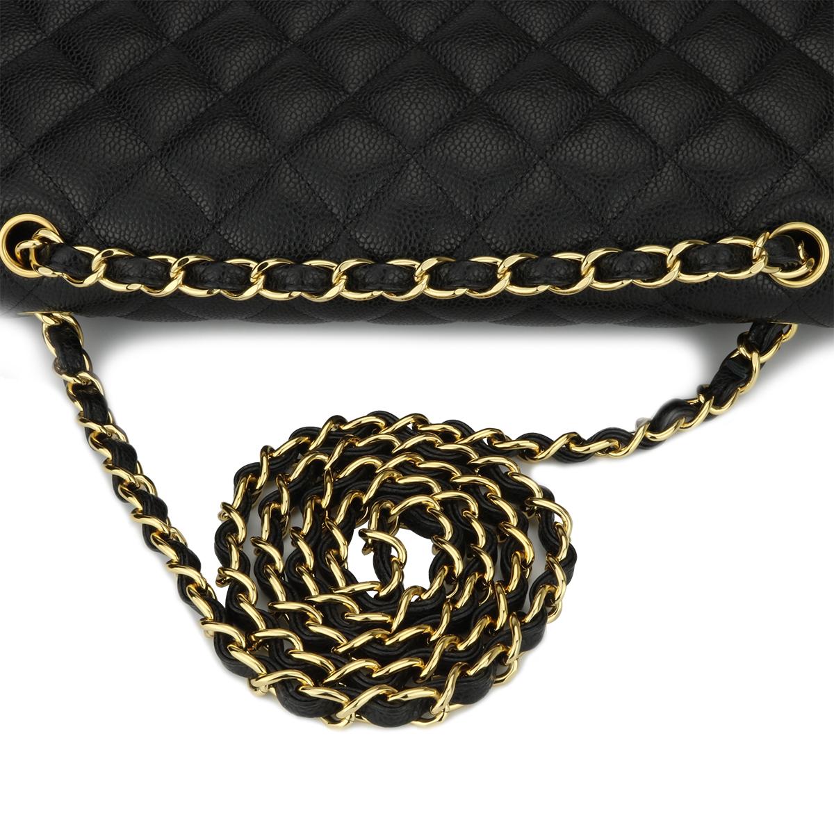 CHANEL Classic Jumbo Double Flap Black Caviar with Gold Hardware 2015 5