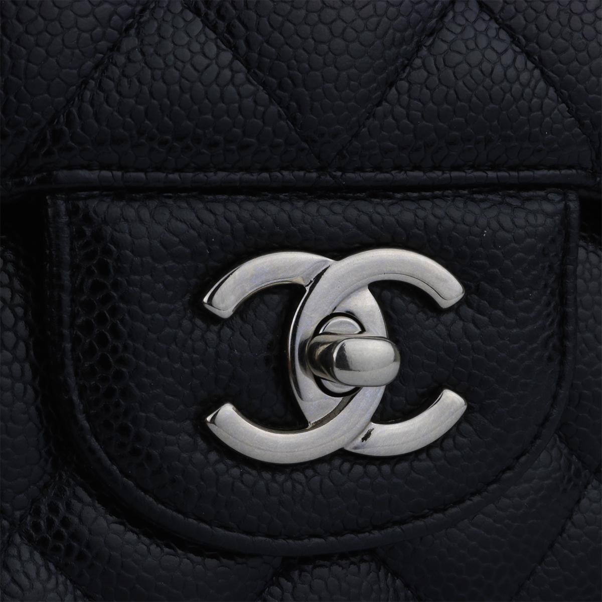 Chanel Classic Jumbo Black Caviar Double Flap Bag with Silver Hardware, 2013 In Excellent Condition In Huddersfield, GB