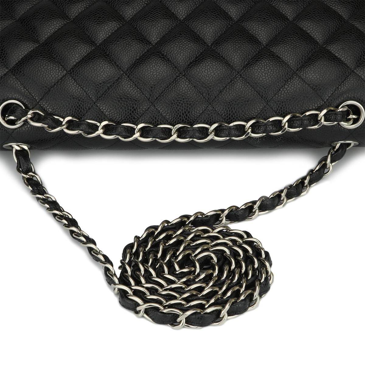 Chanel Classic Jumbo Black Caviar Double Flap Bag with Silver Hardware, 2013 8