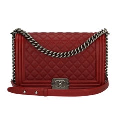 Chanel Medium Rich Red Caviar Quilted Boy Bag with Ruthenium Hardware, 2015