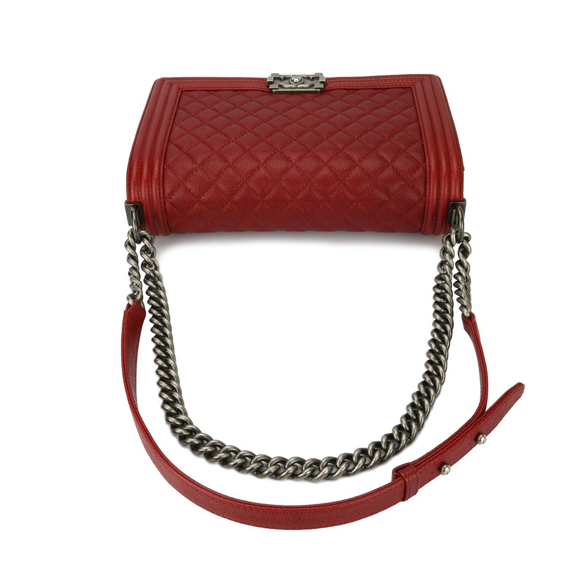Chanel Medium Rich Red Caviar Quilted Boy Bag with Ruthenium Hardware, 2015 4