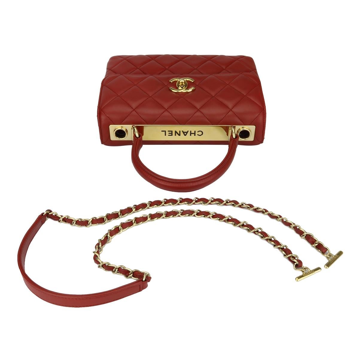 CHANEL Trendy CC Small Red Lambskin with Gold Hardware 2017 2