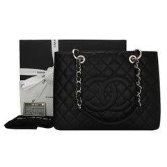 CHANEL Grand Shopping Tote (GST) Black Caviar with Silver Hardware 2014