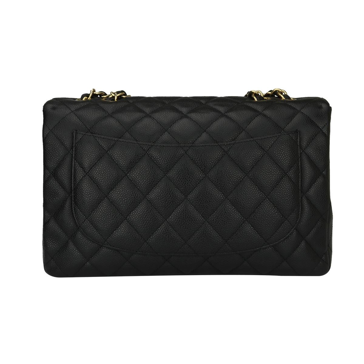 CHANEL Classic Single Flap Jumbo Black Caviar with Gold Hardware 2009 In Excellent Condition In Huddersfield, GB