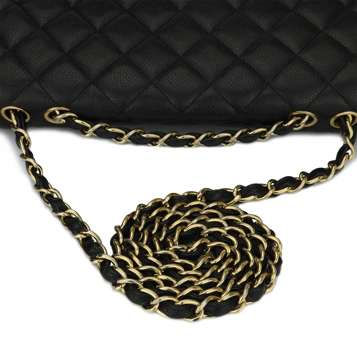 CHANEL Classic Single Flap Jumbo Black Caviar with Gold Hardware 2009 7