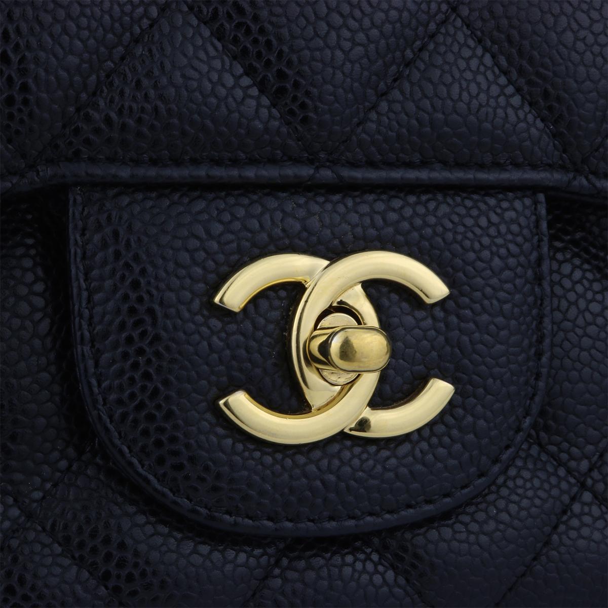 CHANEL Classic Single Flap Jumbo Black Caviar with Gold Hardware 2009 In Excellent Condition In Huddersfield, GB