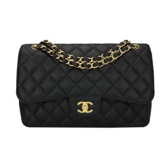 CHANEL Classic Jumbo Double Flap Black Caviar with Gold Hardware 2014
