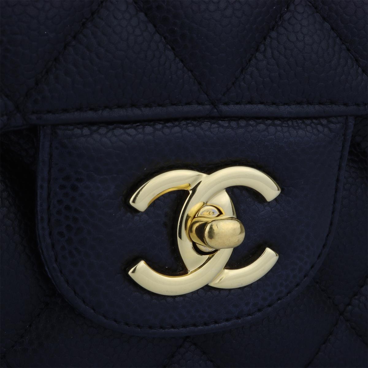 CHANEL Classic Jumbo Double Flap Black Caviar with Gold Hardware 2014 In Good Condition In Huddersfield, GB